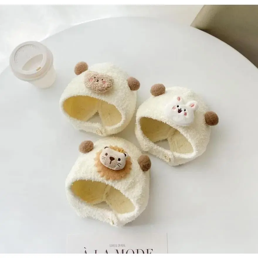 Bịt Tai Mùa Đông Mềm Mại Và Bồng Bềnh Cho Em Bé Hàng Mới Về, Mũ Dệt Kim, Nhồi Bông Và Bồng Bềnh, Mũ Bảo Vệ Tai Chống Gió, Thiết Kế Tai Hoạt Hình, Ấm Áp Cho Em Bé