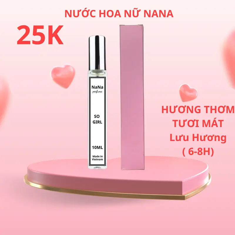 Nước hoa nữ NANA SO GIRL chai 10ml lưu hương 6-8H, tinh dầu nước hoa nữ hương thơm tươi mát ngọt ngào quyến rũ 0