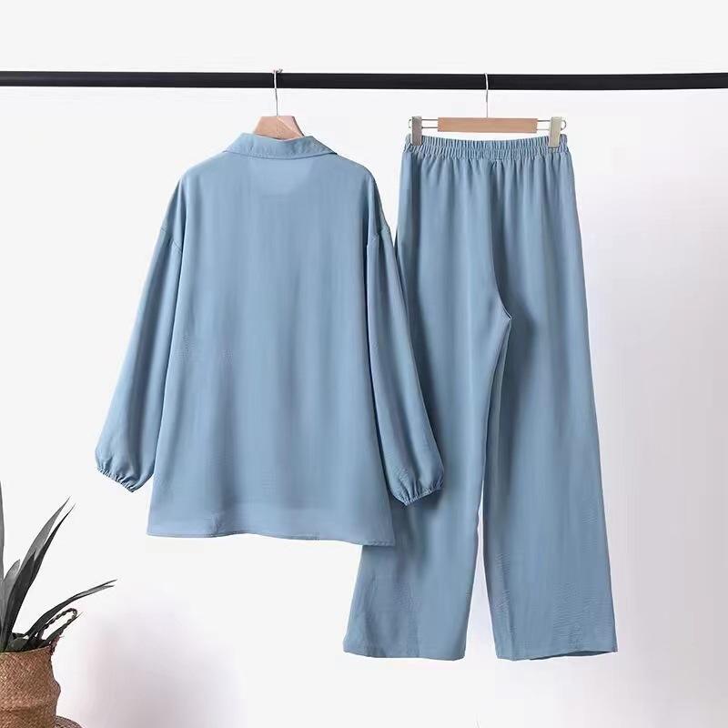 Product Introduction of 2024 Discount Middle East Muslim Long Sleeve Patch Pocket Hidden Placket Dyed Buckle Elastic Waist Trousers Shirt Outfit in Stock 8