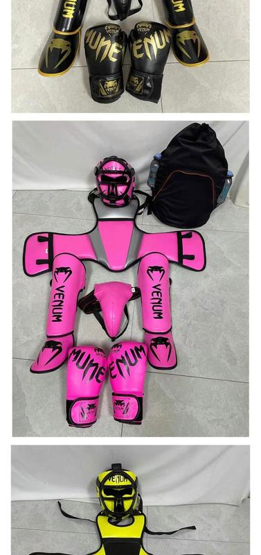 Product Introduction of Free Combat Protective Gear Boxing Training Muay Thai Fight Adult and Children Free Combat Head Protector Leg Guard Boxing Children Fight Protective Gear 8