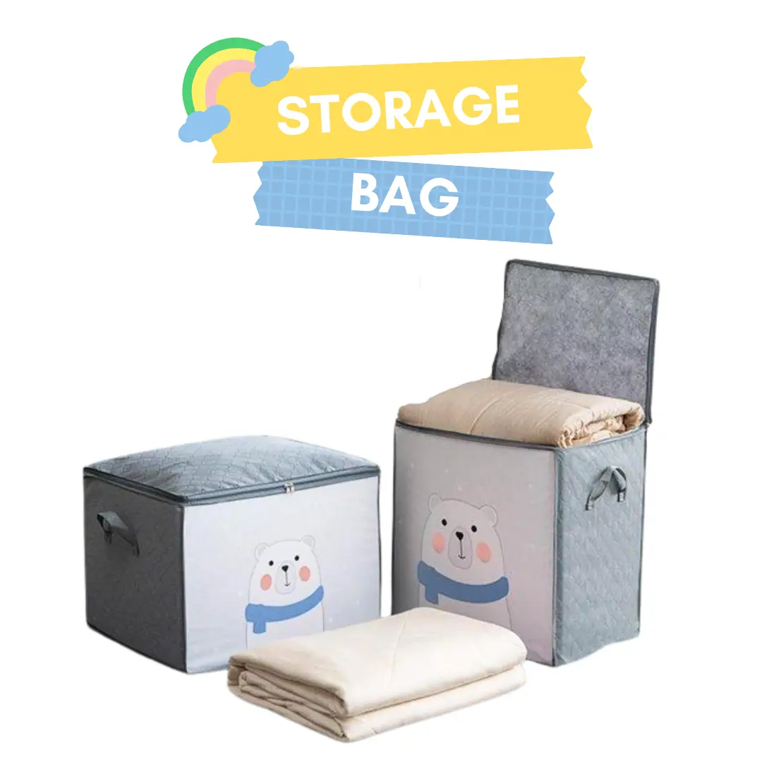 RUMAUMA Foldable Laundry Storage Bag Selimut Pakaian Sprei Rumah Murah With Zip Foldable Bedroom Clothes Storage Korean Style Cotton