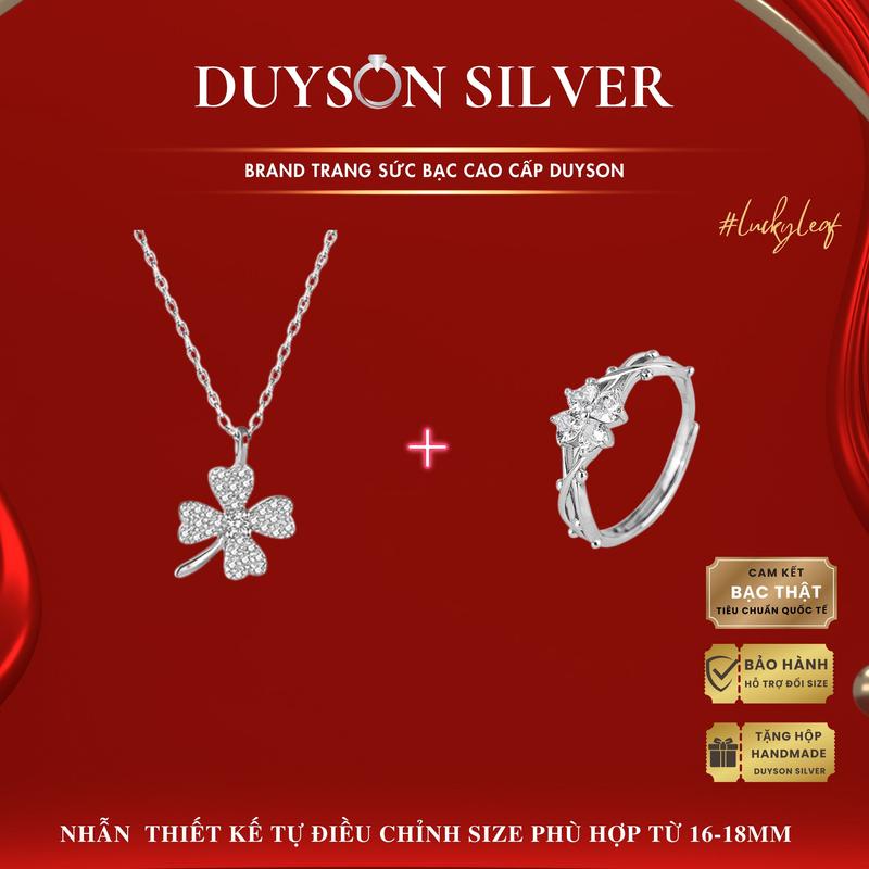 Set vòng cổ bạc và Nhẫn bạc tự chỉnh size DUYSON SILVER SET1 Bộ trang sức bạc làm quà tặng ý nghĩa