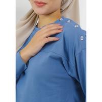 Gambar MFMW Wihelmina Atasan Blouse Steel Blue - XL dari MFMW Shop Kota Bandung 3 Tokopedia
