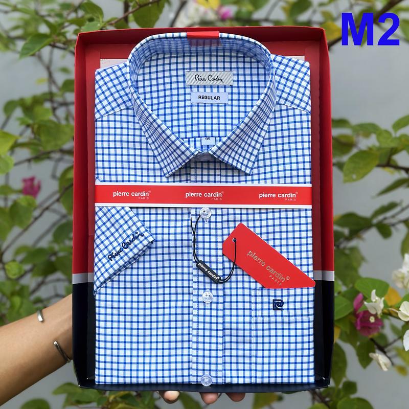 Áo Sơ Mi Pierre Cardin, Sơ Mi Nam Ngắn Tay, Vạt Ngang, Vải Cotton Cao Cấp Mềm, Nhẹ, Mát