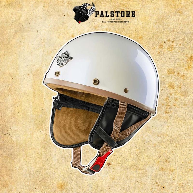 Combo Mũ bảo hiểm Napoli Màu Trắng và Kính gắn nón