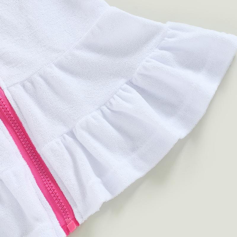 Girls Swim Cover Up, Terry Bathing Suit Coverup Short Sleeve Zip Up Beach Dress for Kids Advised Age: 2-10 Years 4