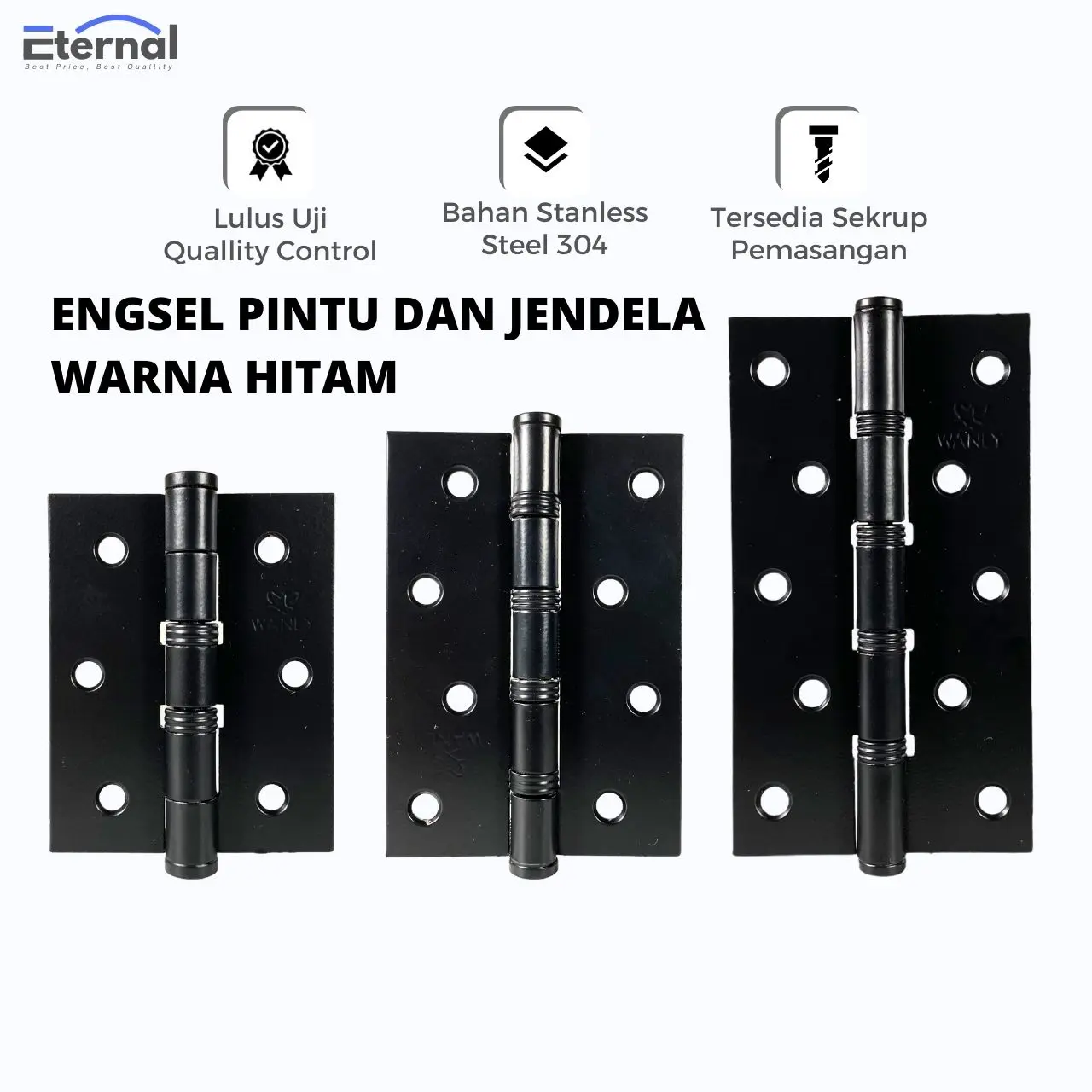 Engsel Pintu Rumah Hitam Doff 3, 4, dan 5 Inci - Tahan Lama, Berkualitas, dan Hemat