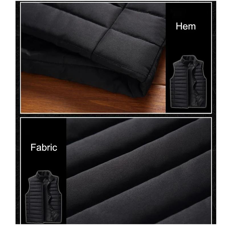 Product Introduction of Aiwetin Men' Sleeveless Vest Jackets Winter Fashion Male Cotton-Padded Vest Coats Men Stand Collar Warm Waistcoats Clothing 5XL 9