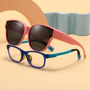 ชุดแว่นตาสายตาสั้นสำหรับเด็ก, แว่นกันแดดโพลาไรซ์, กรอบกลม, แว่นกันแดดเด็กบุคลิกภาพ, มาใหม่