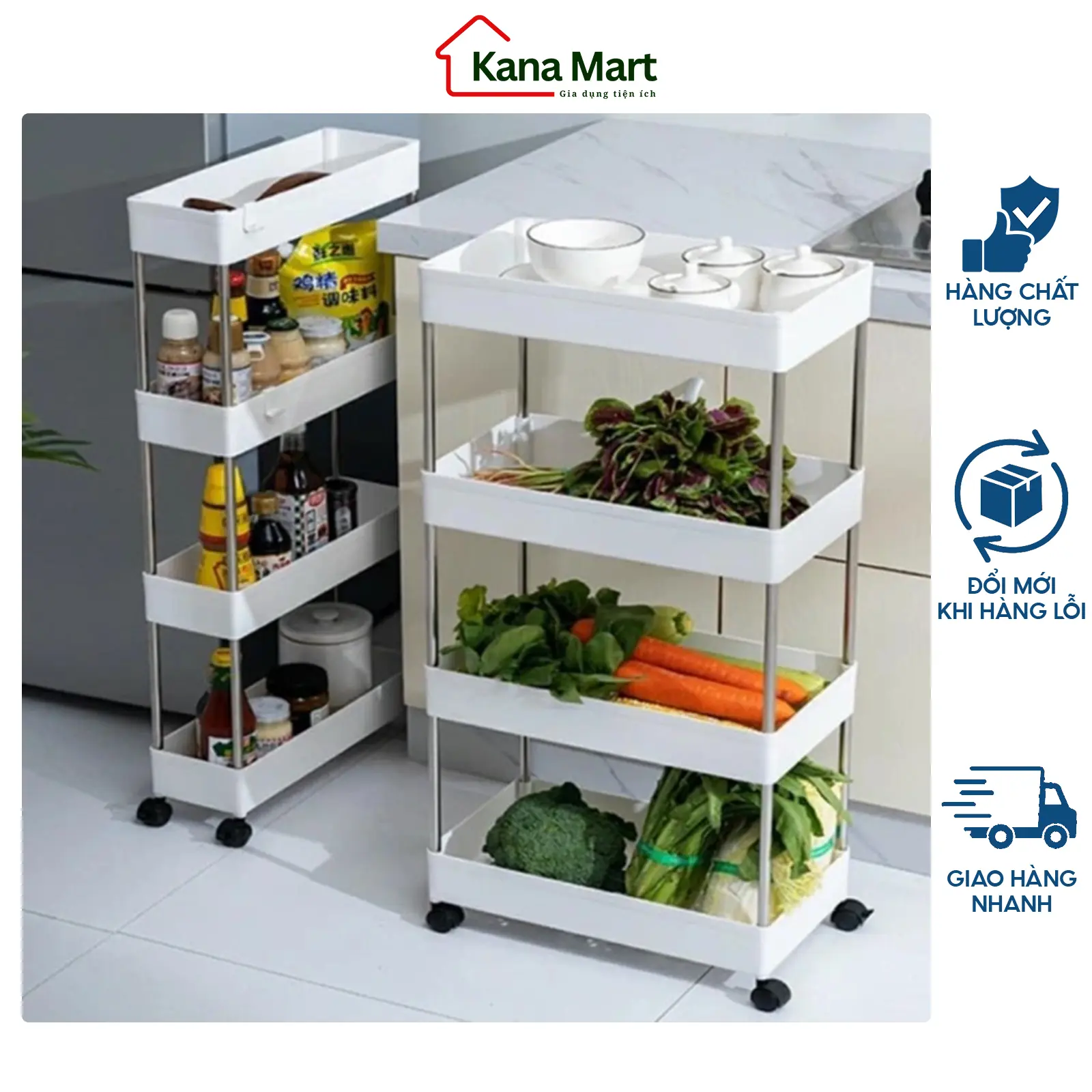 Kệ đựng đồ 4 tầng,kệ 4 tầng đa năng có bánh xe tiện dụng chuyên dụng cho spa, để nhà tắm, nhà bếp