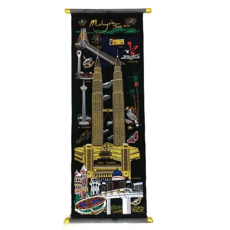 READY STOK Malaysia Velvet Scroll KLCC Souvenir Collection (80cmx28cm)