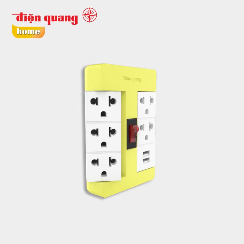 Ổ cắm Xoay 90° Điện Quang ĐQ ESK RT 53 2USB ( 5 lỗ 3 chấu, 2USB ) 4
