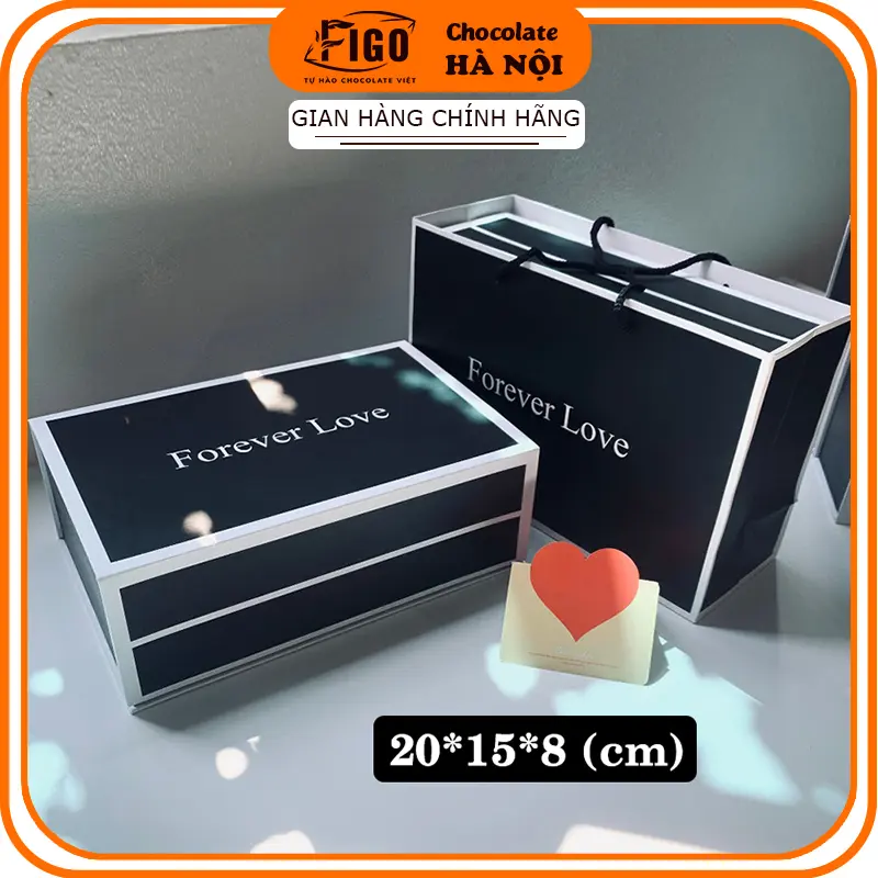 | 20*15*8 cm | Forever Love Hộp Quà tặng Sinh Nhật, Valentine, Hộp Kèm Túi Giấy, Giấy Rơm sang trọng