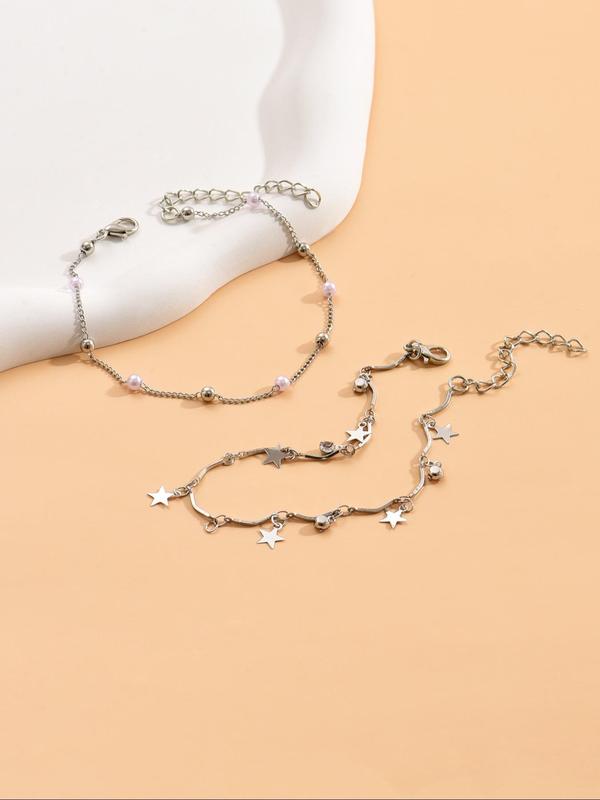 Summer 2024 Elegant Star & Beaded Anklets, Trendy All-match & Exquisite Jewelry for Beach Party & Vacation, Casual Anklet for Party, Daily Clothing Decor 7