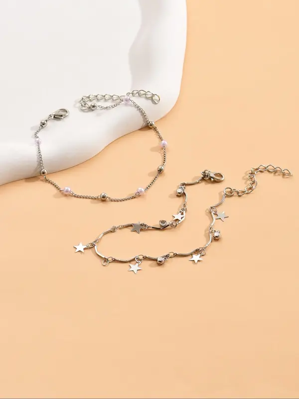 Summer 2024 Elegant Star & Beaded Anklets, Trendy All-match & Exquisite Jewelry for Beach Party & Vacation, Casual Anklet for Party, Daily Clothing Decor 7