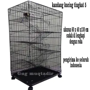 kandang kucing 60x40x130 cm tingkat 5 bisa di lipat baha tebal dan kokoh cat coating tahan terhadap cuaca