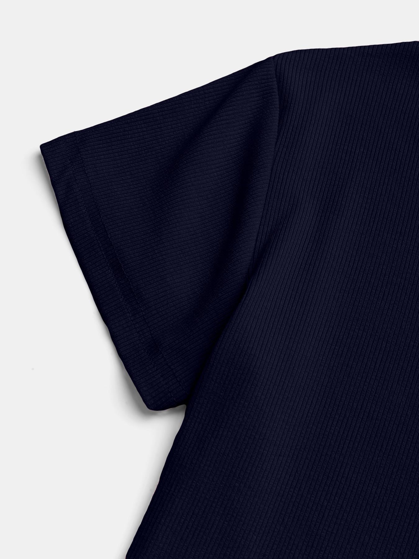 Women's Solid Color Button Tee, Casual Short Sleeve Round Neck T-shirt for Daily Wear, Ladies Clothes for All Seasons