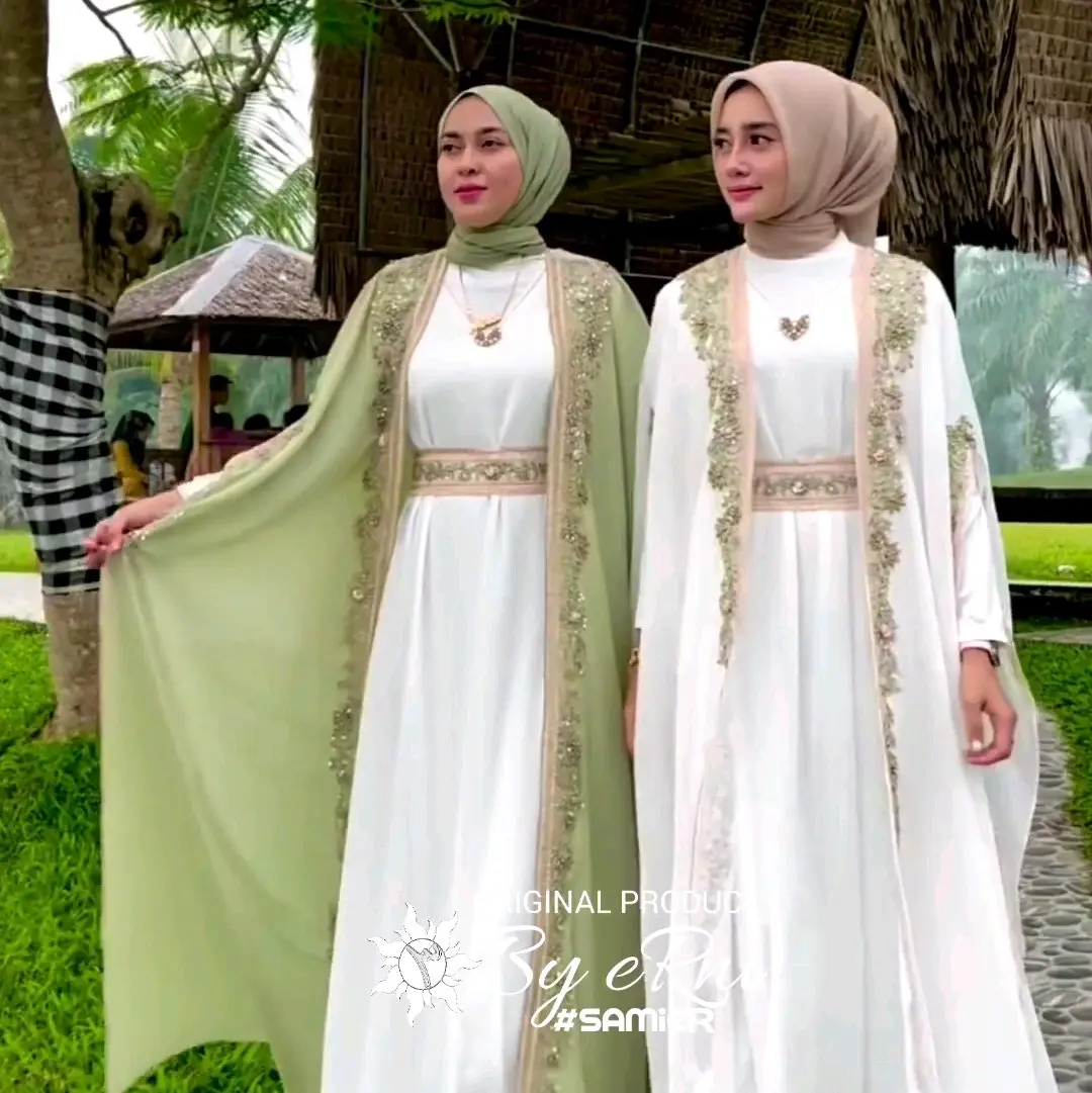 SHANUM Kaftan Set Inner Gamis Abaya Bordir Ceruty Muslim Mutiara Gamis Mewah Payet South Red Agate Lengan Sayap Kelalawar Panjang Pesta Kondangan Arab Lebaran spandex rayon Wanita Renda
