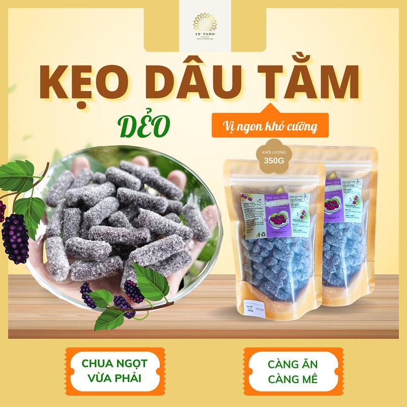 Kẹo Dâu Tằm 19 Độ Farm Dẻo Dẻo, Thơm Thơm, Mềm Mềm Vị Chua Ngọt Thanh Không Ngấy, Túi Zip Tiện Lợi - Snack Ăn Vặt Candy Chua Food Vị Chua