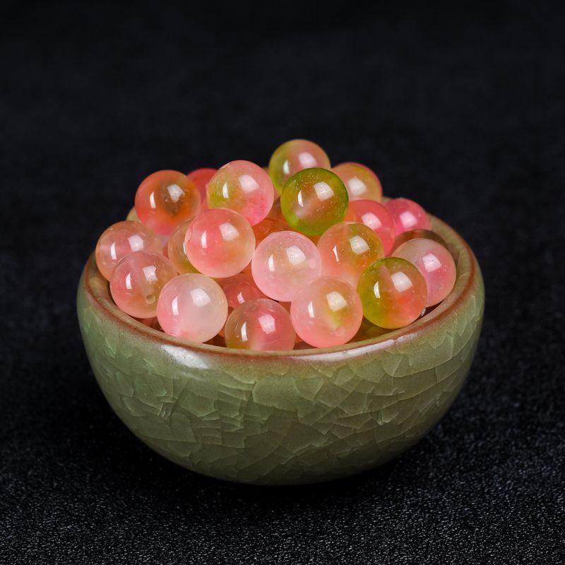 Product Introduction of Peach Tourmaline Jade Beads Agate Peach Blossom Jade Beads Round Beads DIY Handmade Bracelet Necklace Sweater Chain 2