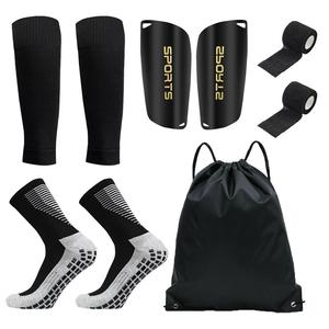 Set de entrenamiento de fútbol profesional (9 piezas por set), calcetines deportivos, protectores de tibia y manga para tibia, y set de cinta, accesorios para deportes al aire libre para hombres y mujeres