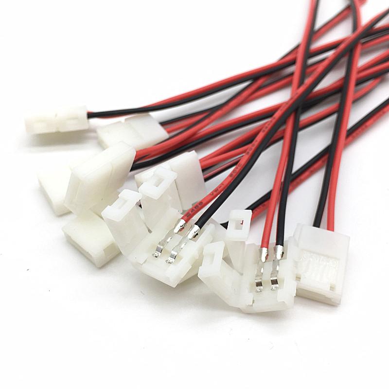 10/20pcs lot No Soldering 2 Pin Led Strip Connectors 8 MM 10 MM Power Wire Connector for 2835/5050 Led Strip Wire PCB Ribbon 2