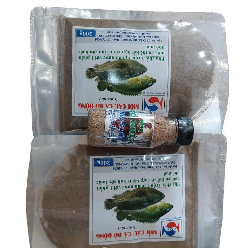 CÁM CÂU CÁ RÔ ĐỒNG Kết hợp BỘT TƠ NHỆN hủ 100g