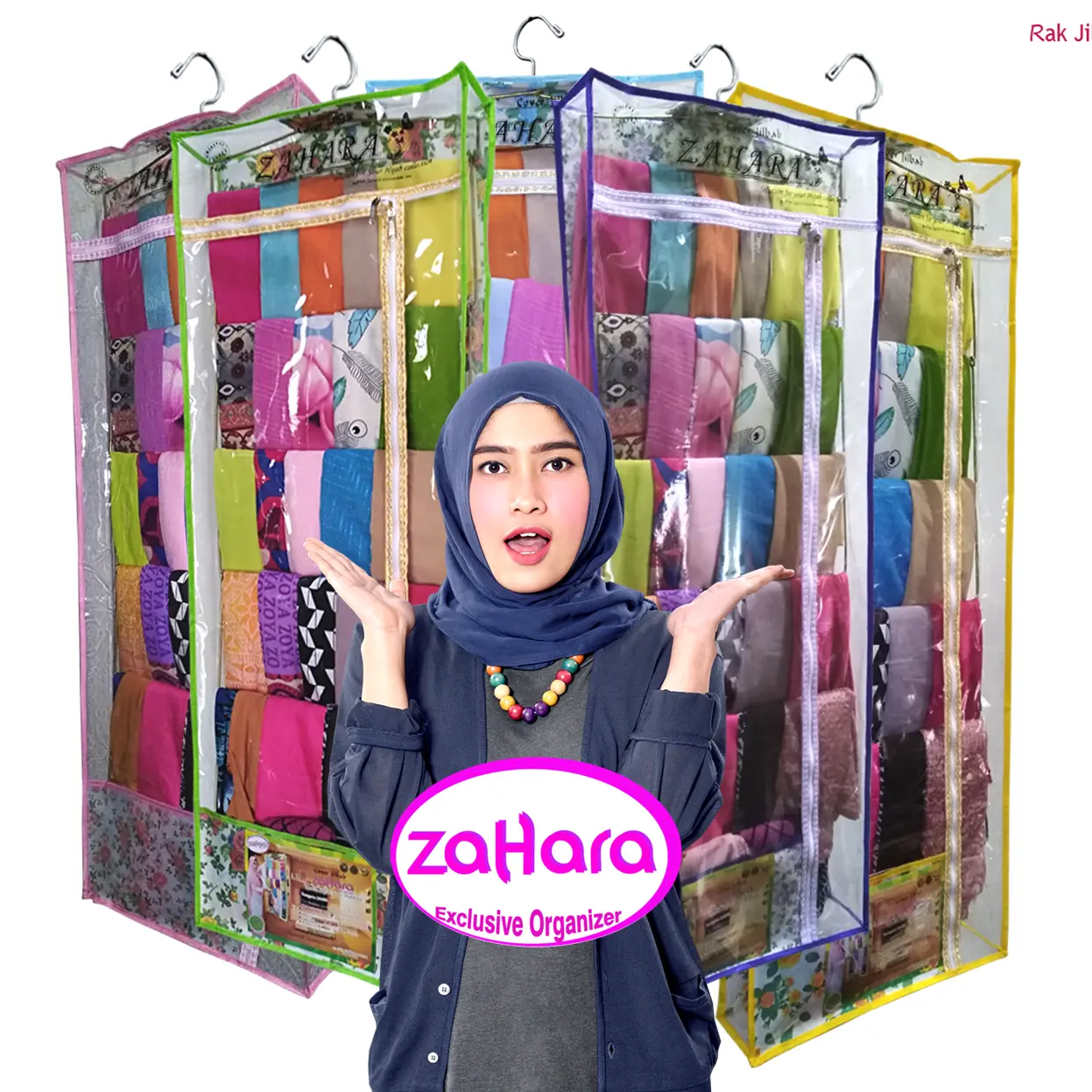 RAK GANTUNG JILBAB MIKA TEBAL FULL RESLETING Plastik Kain Spoundbon Best Quality Zahara