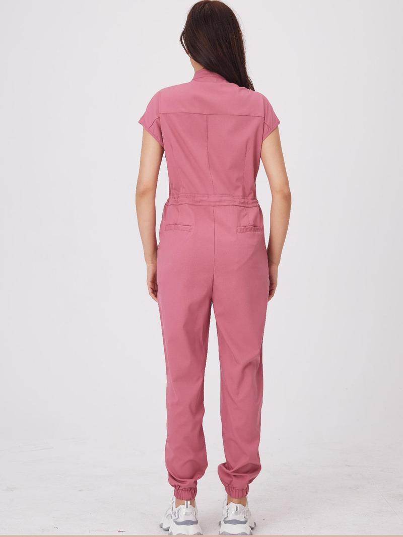 Product Introduction of Women's Letter Patch Jumpsuit, Casual Comfy Pocket Jumpsuit for Work, Ladies Workwear for All Seasons, Cargo Jumpsuit 2