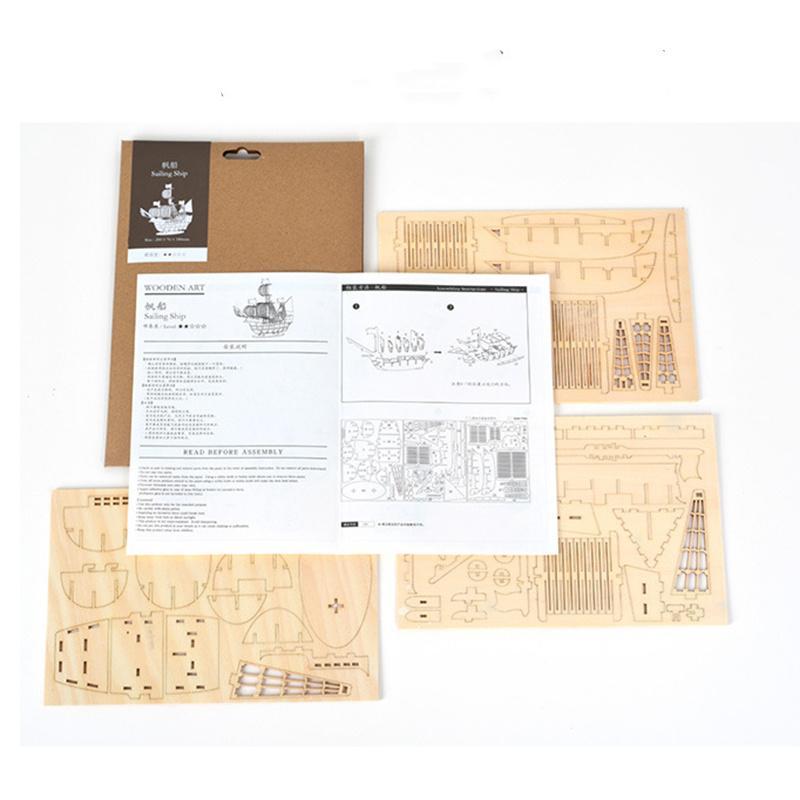 3D Wooden Sailboat Model Toys for Teens Birthday Gift, 1 Set DIY Building Blocks Toy, Educational Puzzle Toys for Kids 5