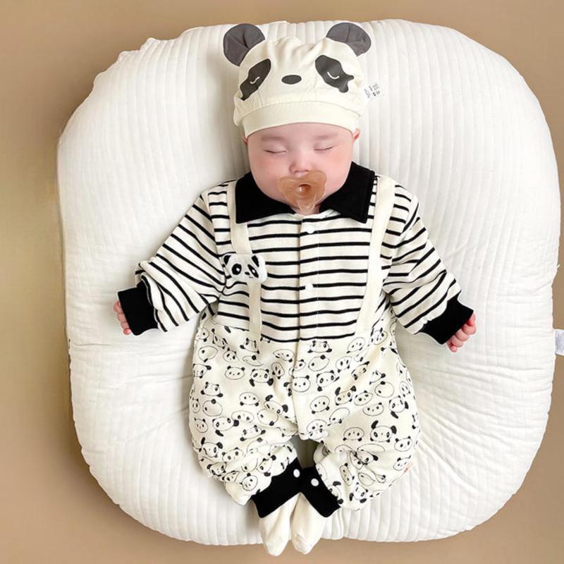 Áo liền quần Bodysuit cho bé Body dài tay bé trai bé gái vải cotton 4 chiều bộ đồ liền thân trẻ sơ sinh Hình Gấu Trúc SLT114