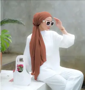 Turban Instan Premium Ceruty Ultimate Sporty Bahan Flowy Lembut Nyaman Muslim Jilbab Kerudung Panjang 200cm x 55cm Cocok untuk Acara Kasual dan Pernikahan