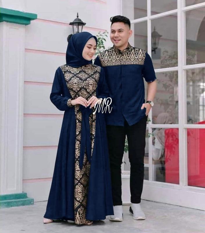 CP BATIK IRWANSYAH Baju Couple Pasangan Kemeja Pria dan Gamis dewasa dress kondangan  sarimbit  Muslim Pesta Lebaran Keluarga 6