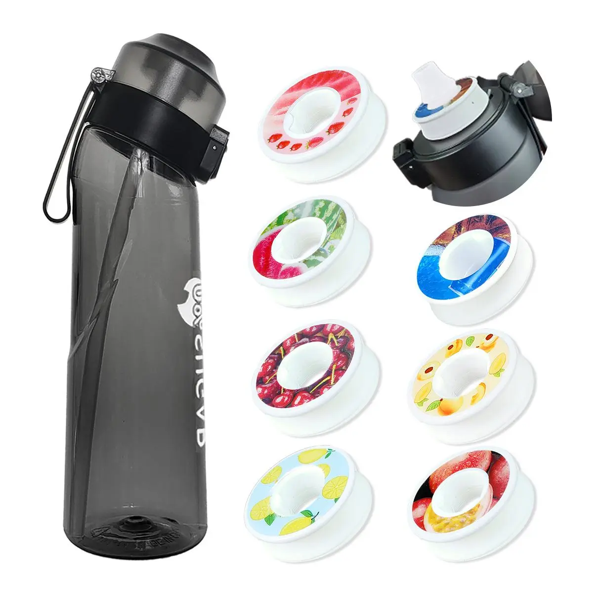 Sports Water Bottle with 7 Flavor Pods (1 Set), Sports Water Bottle, Fruit Scent Cup, Sports Hydration Accessories, School Cups