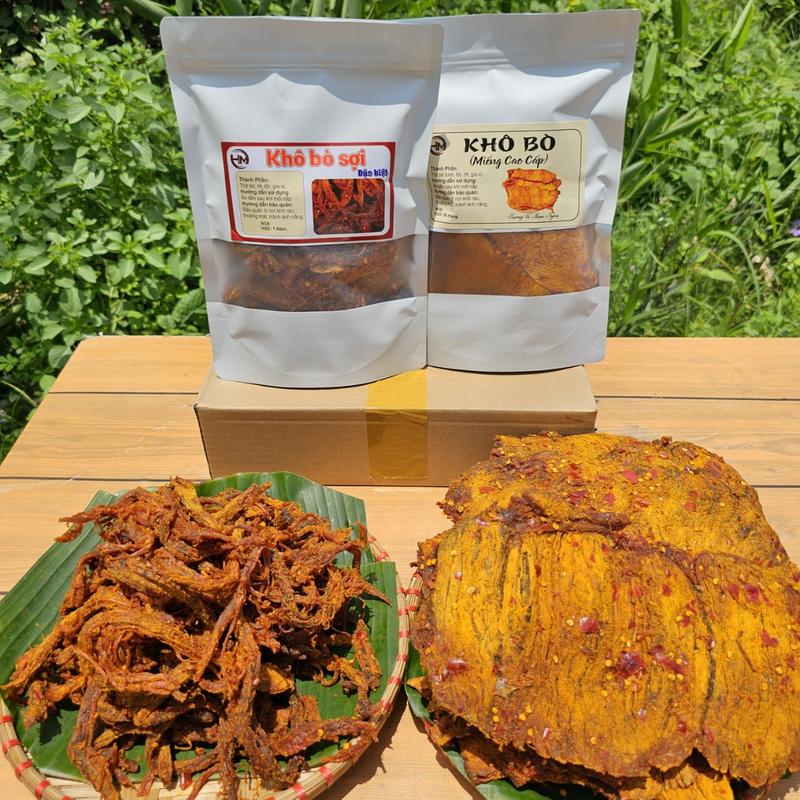 COMBO  250g khô bò XÉ SỢI TO +250g KHÔ BÒ MIẾNG MỀM LOẠI NGON