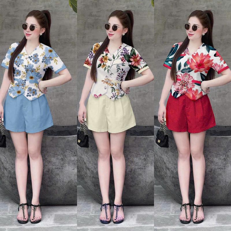 Sét Vest áo Gile Áo Hoa TAY NGẮ Thời Trang Trẻ Trung Thiết Kế  Sang Xịn Bigsize XXL Thoáng Mát - Women, Nữ
