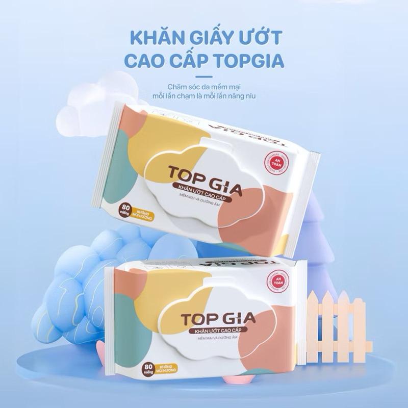 1 Bịch Khăn Giấy Ướt TOPGIA Mẫu Mới Không Mùi Mềm Mại, An Toàn Cho Da Bé