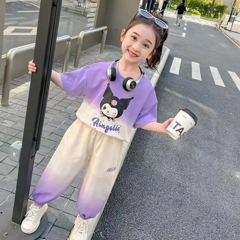 Bộ Đồ Mùa Hè Cho Bé Gái, ngắn Tay, Phong Cách Phương Tây, Kuromi, Quần Thường Ngày Thích Hợp Cho Bé 3-8 Tuổi, Bộ Đồ Hai Mảnh Cho Bé, Người Nổi Tiếng Trên Internet, Hàng Mới Về 7