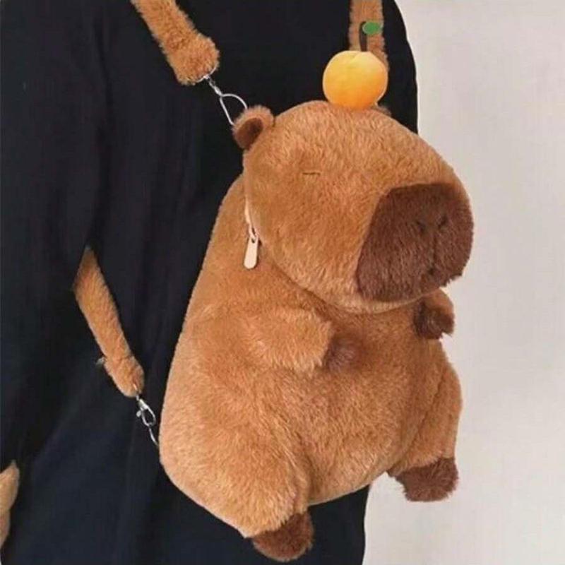Capybara Design Plush Backpack, Cute Animal Design Stuffed Toy Backpack, Kawaii Plushies for Women & Men, Ideal Birthday Gifts 3