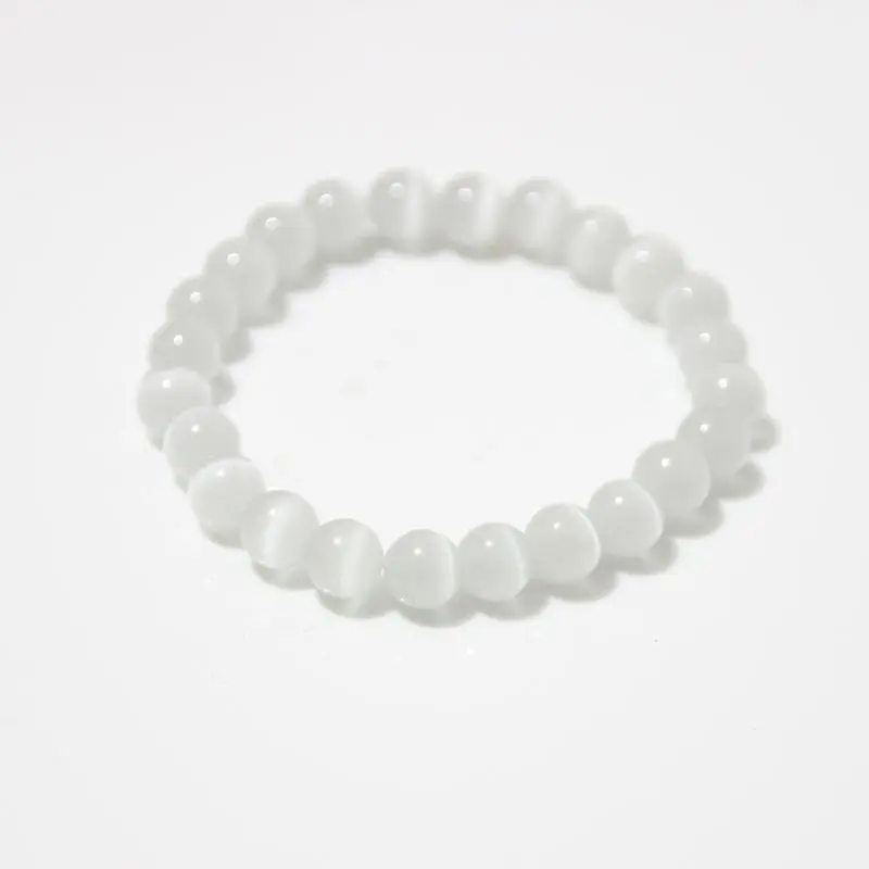 Vòng Tay Tròn Đính Cườm Selenite, Mắt Mèo, Phụ Kiện Thời Trang, Quà Tặng 6