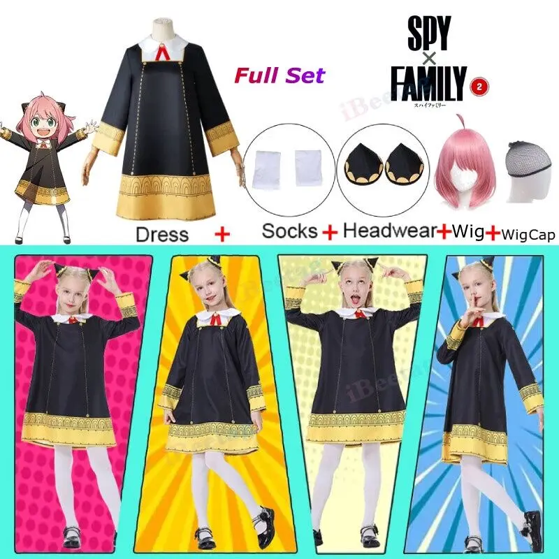 Kostum Cosplay Anya Forger, Pakaian, Rambut Palsu, Pakaian Gadis Puteri Duri, Pakaian Pentas, Pakaian Sekolah Akademi Eden, Untuk Dewasa dan Kanak-kanak, Sesuai untuk Pesta Halloween, Set Penuh, 2022, SPY * FAMILY
