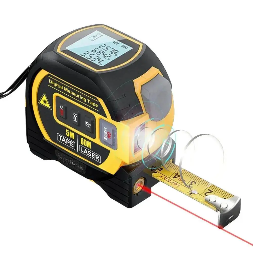 40M/60M Laser Tape Measure, 1 Count 3-in-1 Digital Tape Measure, AAA Battery Powered Tape Measures, High Precision Laser Rangefinder, Steel Tape Measure, Hand Measuring Tools (Batteries Not Included), Tools And Gadgets