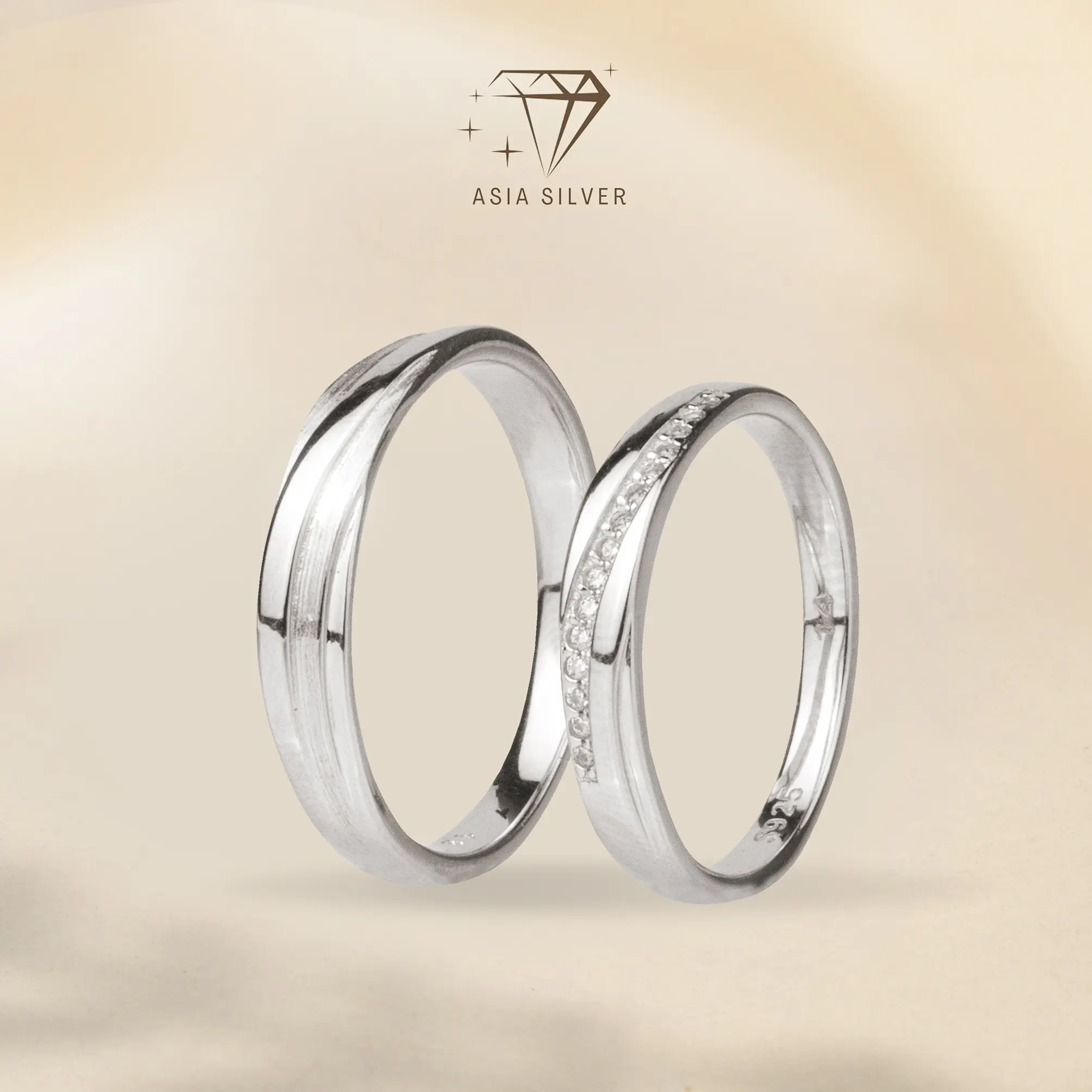 Cincin Couple Perak Silver 925 Tunangan Nikah Kawin Wedding Ring | Cincin Wanita / Pria Perak Silver 925 |  - PERHIASAN PERAK Female Female Male Anniversary