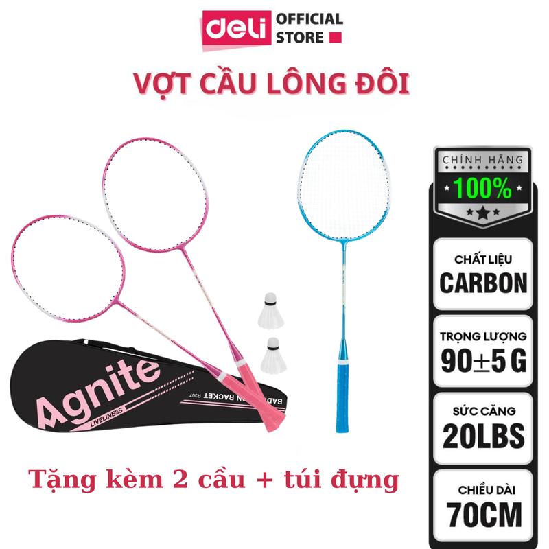 Bộ vợt đôi cầu lông giá rẻ chính hãng agnite, bền, nhẹ, tặng kèm túi vợt và 2 quả cầu lông - dành cho người mới tập, người không chuyên Vợt Cầu Lông Sport