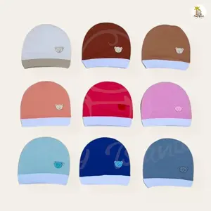 BabyIsland Topi Bayi Newborn Baru Lahir Warna Polos Model Bulat Bahan Katun Nyaman Untuk Laki Perempuan