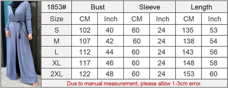 Product Introduction of Cross-Border Autumn Winter Muslim Women's Clothing In-Stock Long Sleeve Knitted Sweater Coat Robe 1853 3