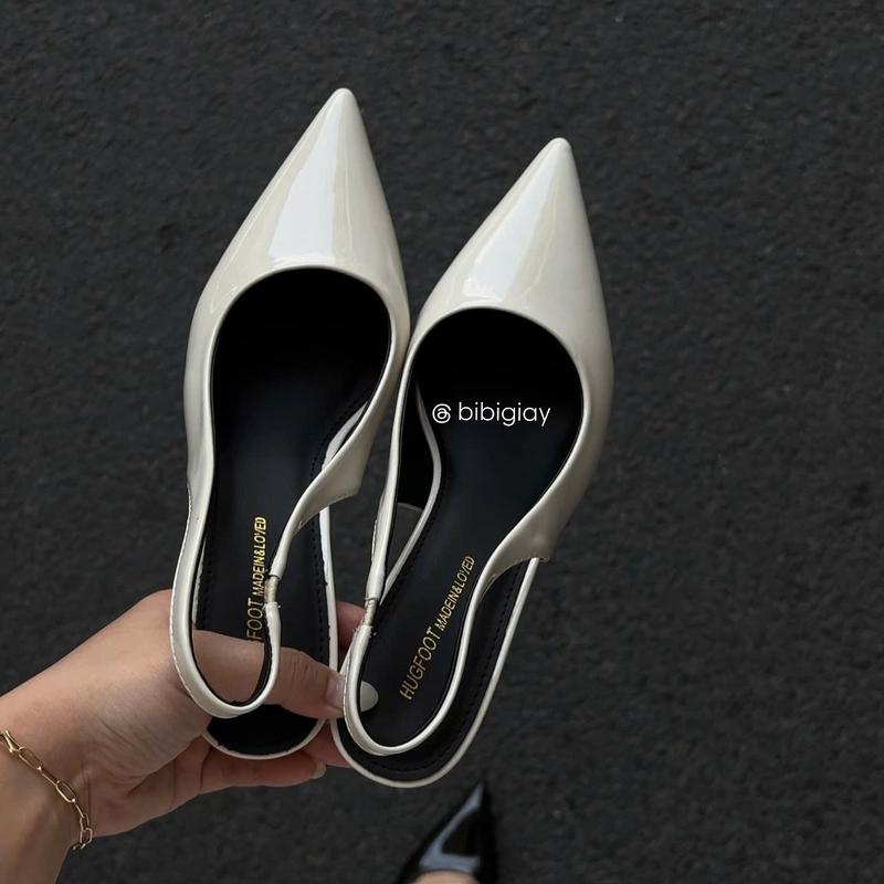 Giày cao gót nữ xinh đế cao 5 cm chất da bóng