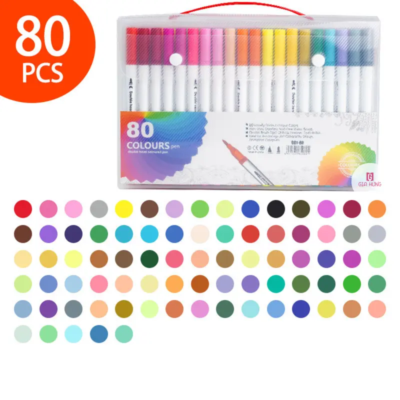 Bút Brush, Bút Đánh Dấu Hai Đầu, Bút Viết Tiêu Đề Fineliner Và Brush Markers Highlighter Vẽ Tranh Học 6