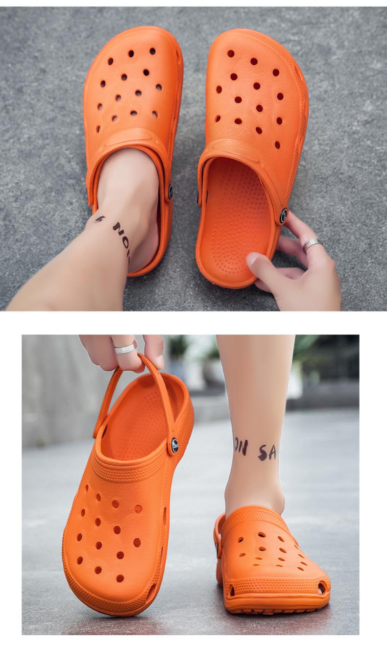 Product Introduction of Summer new style solid color hole shoes, men and women's sandals, suitable for wearing on the beach and other occasions 7