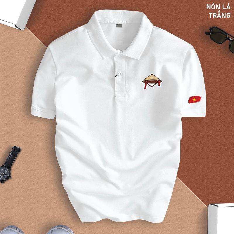 Áo Phông POLO NÓN LÁ VIỆT NAM cổ bẻ basic nam CVC vải cá sấu sang trọng, lịch lãm, thoáng mát Menswear Tay Ngắn Có Cổ 2